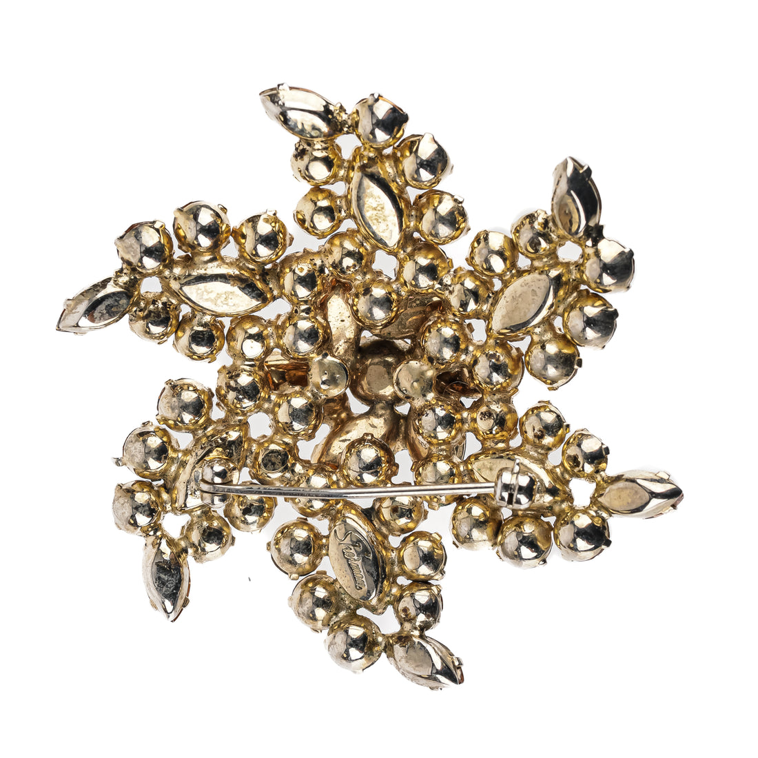 SHERMAN Brooch And Clips Set - Bronze Rhinestone