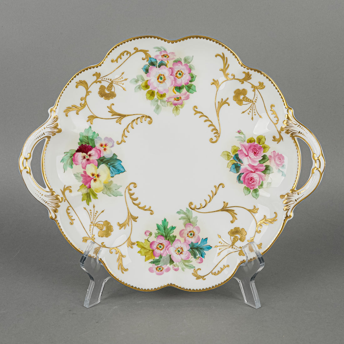 GEORGE JONES & SONS Crescent China Hand Painted Floral Serving Dish