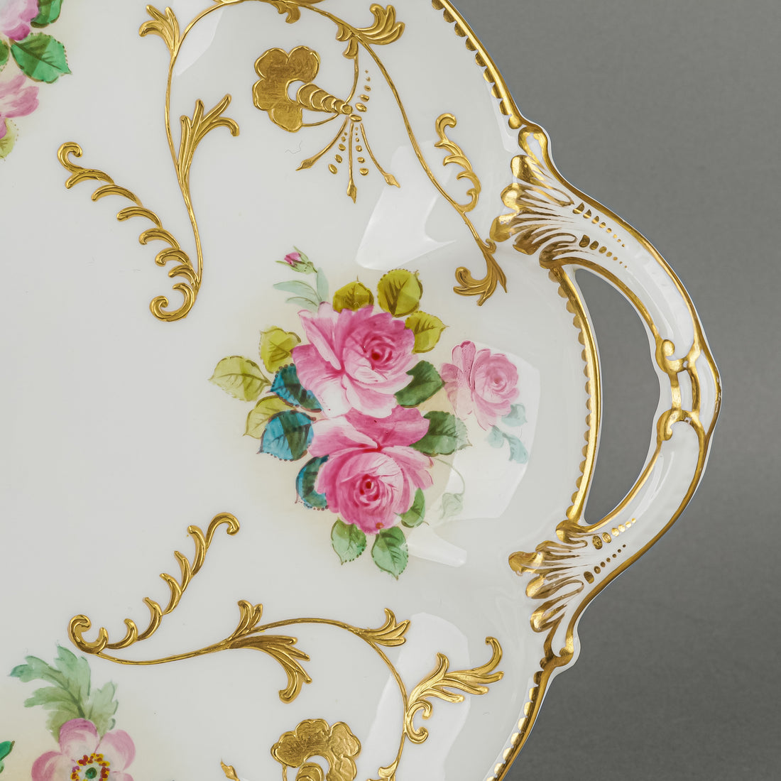 GEORGE JONES & SONS Crescent China Hand Painted Floral Serving Dish