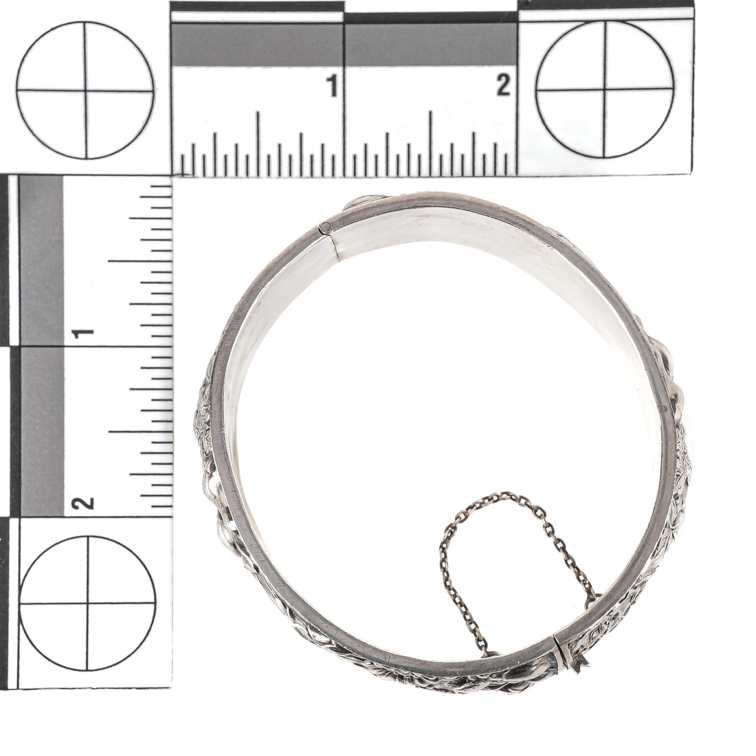 835 Silver Repousse  Hinged Bangle - Fruits & Foliage