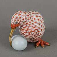 HEREND Figurine Kiwi Bird With Egg 15334 Fishnet Rust