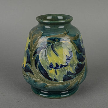 William MOORCROFT Floral Blue/Green Ground Vase