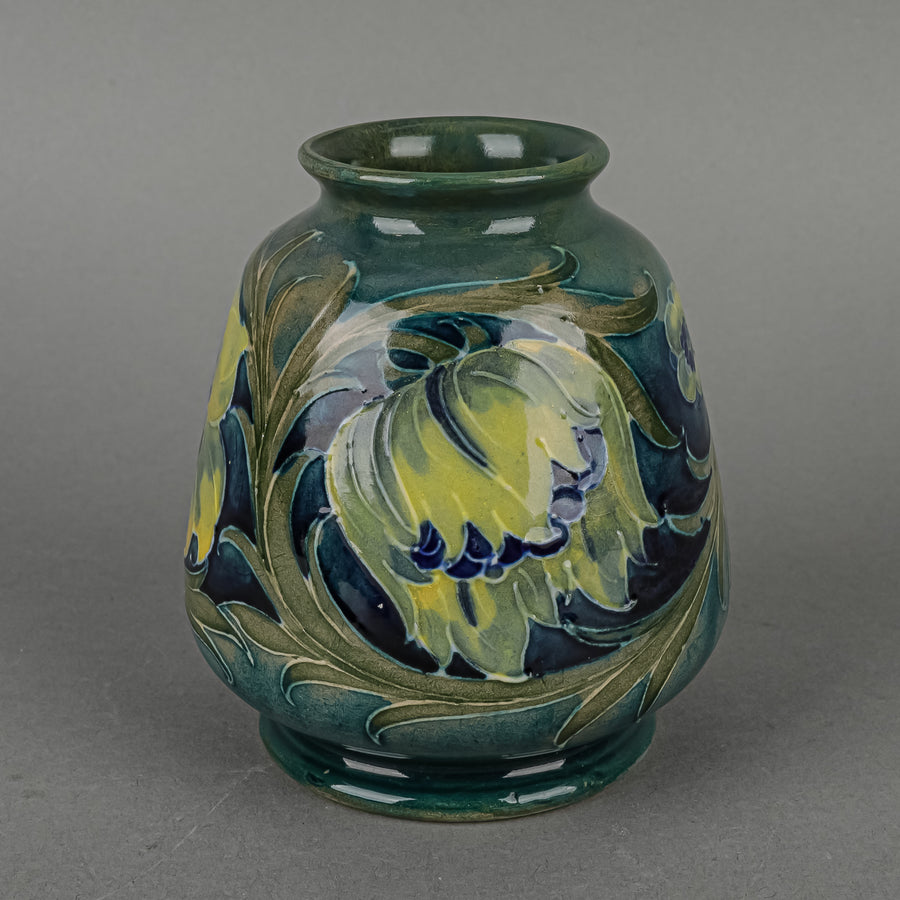William MOORCROFT Floral Blue/Green Ground Vase