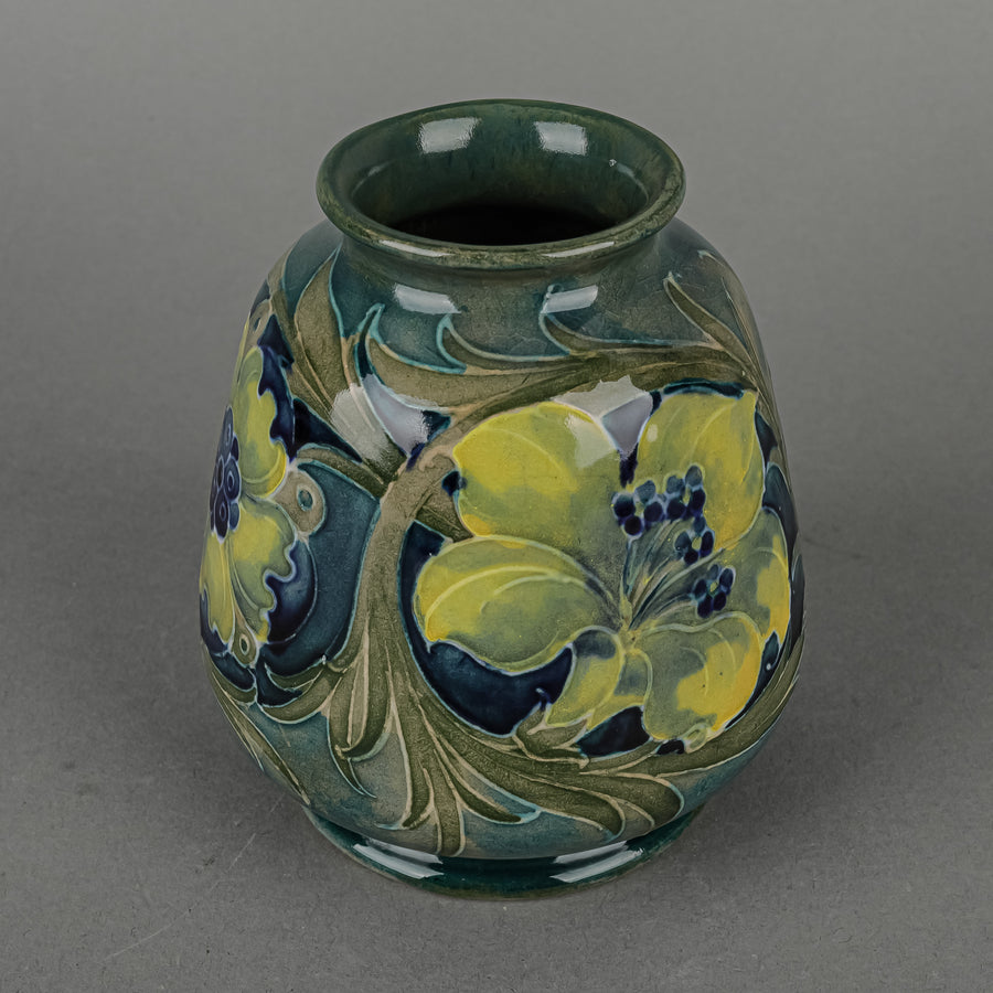 William MOORCROFT Floral Blue/Green Ground Vase