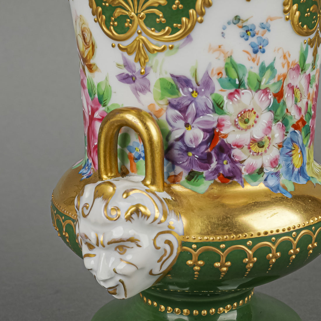 LIPPERT & HAAS Sclaggenwald Dresden Hand Painted Floral Urn Vase