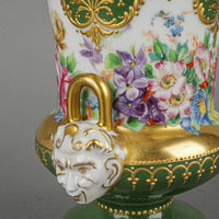LIPPERT & HAAS Sclaggenwald Dresden Hand Painted Floral Urn Vase