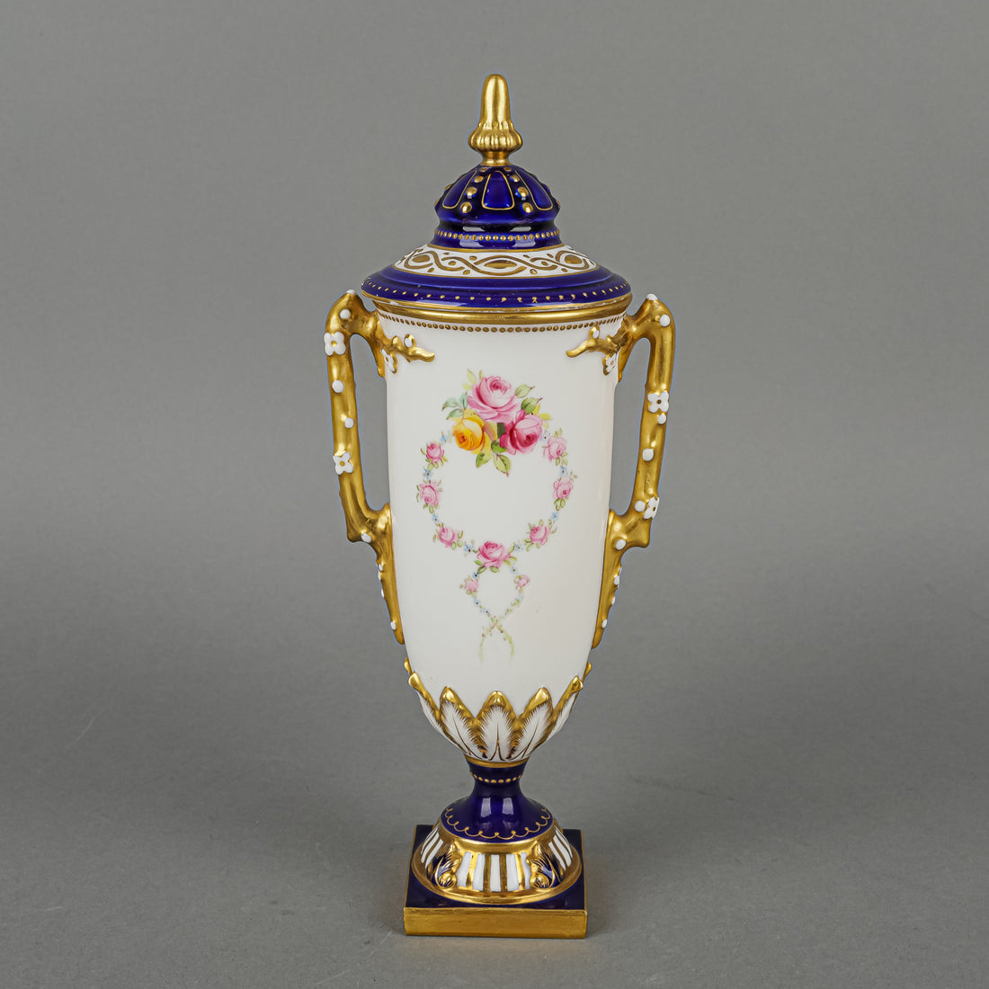 ROYAL WORCESTER Hand Painted Floral Lidded Cabinet Vase 2366