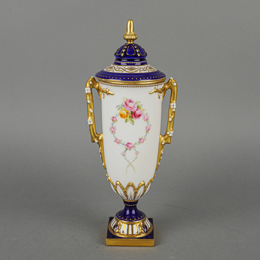 ROYAL WORCESTER Hand Painted Floral Lidded Cabinet Vase 2366