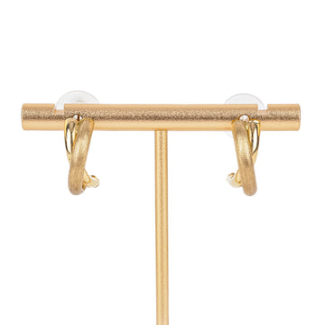 10K Yellow Gold Satin Polished Crossover Open Hoop Earrings