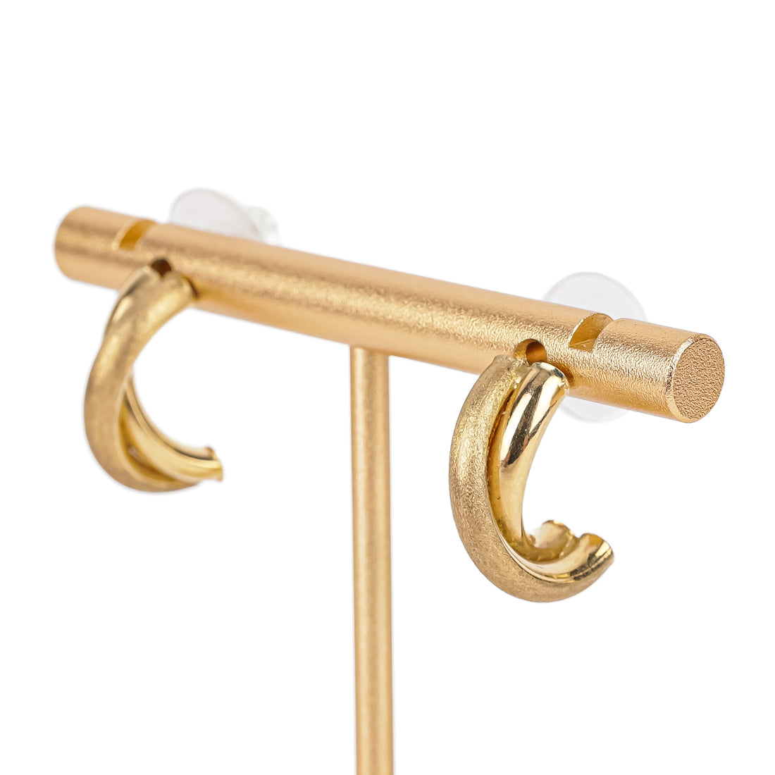 10K Yellow Gold Satin Polished Crossover Open Hoop Earrings