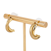 10K Yellow Gold Satin Polished Crossover Open Hoop Earrings