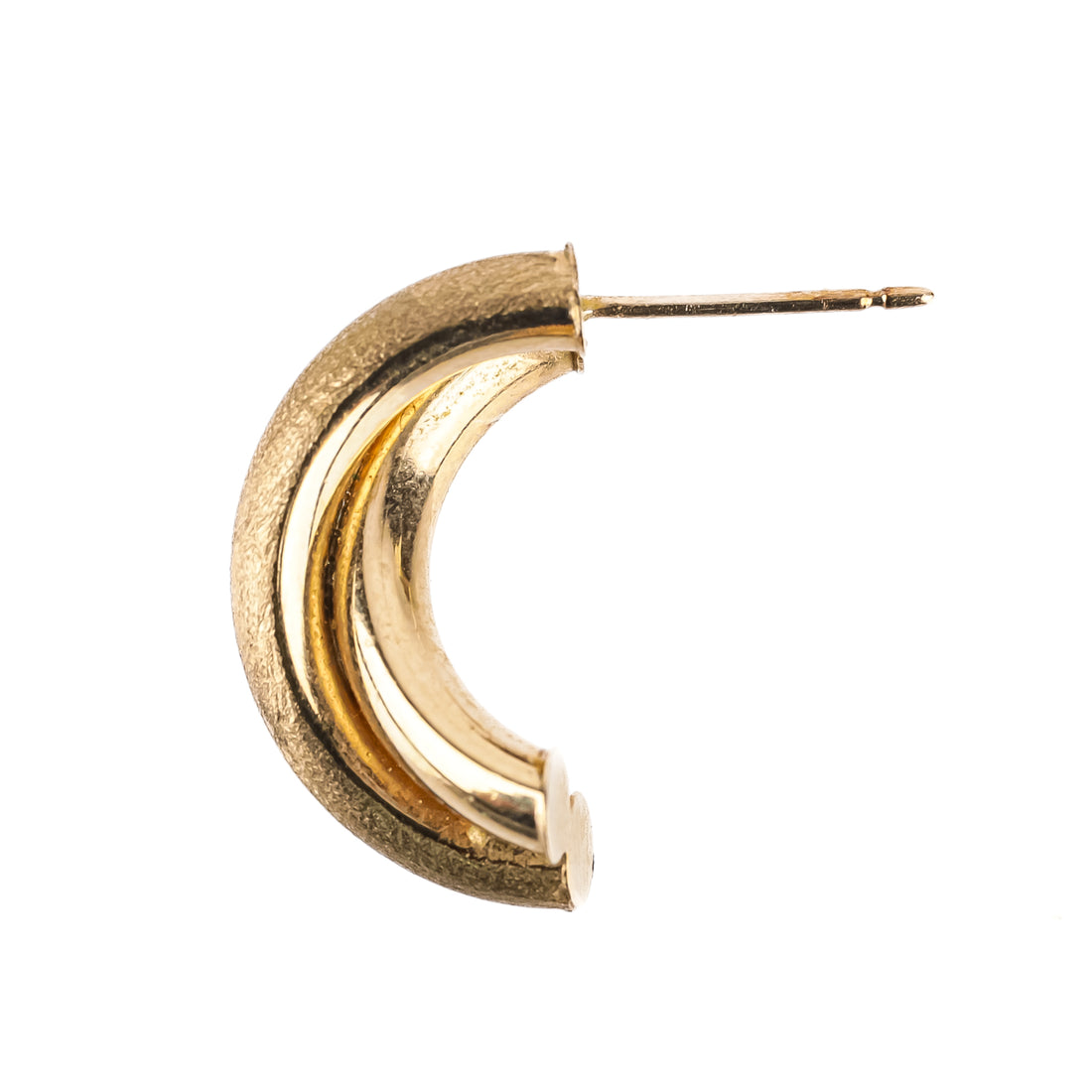 10K Yellow Gold Satin Polished Crossover Open Hoop Earrings