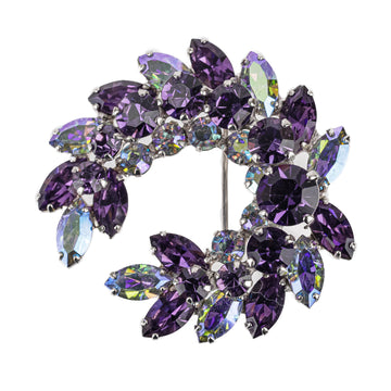 SHERMAN Brooch - Purple Rhinestone Wreath