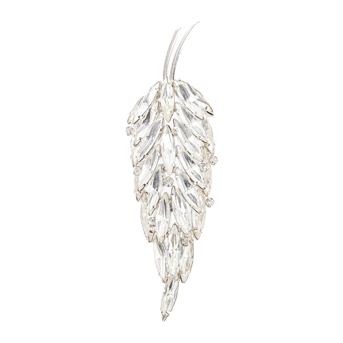 SHERMAN Brooch - Clear Rhinestone Leaf