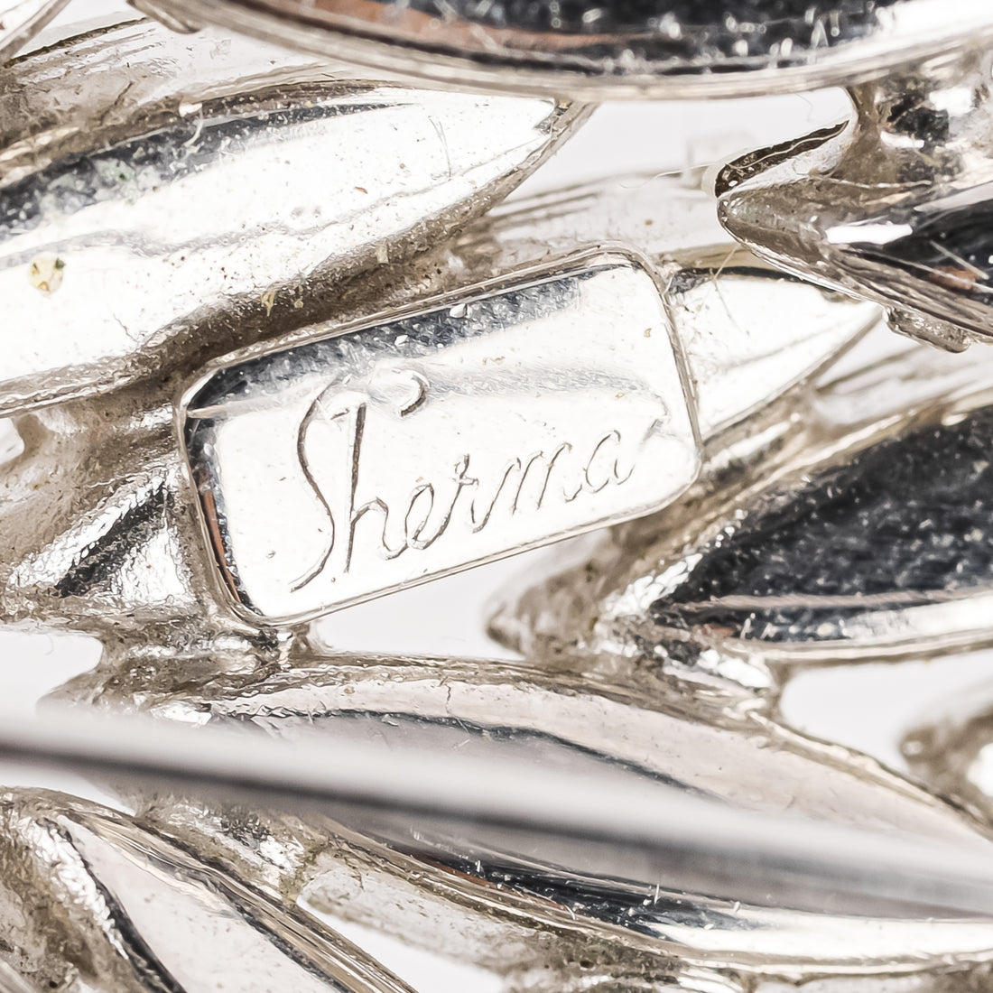 SHERMAN Brooch - Clear Rhinestone Leaf