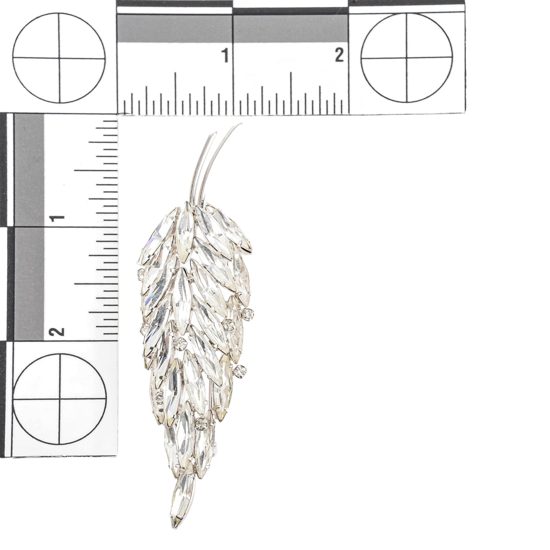 SHERMAN Brooch - Clear Rhinestone Leaf