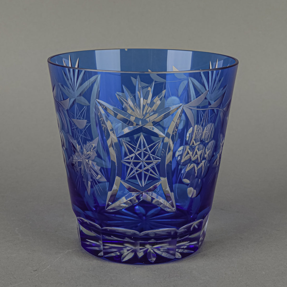 Crystal Cobalt Cased Cut To Clear Old Fashion Glasses Set Of 6