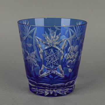 Crystal Cobalt Cased Cut To Clear Old Fashion Glasses Set Of 6