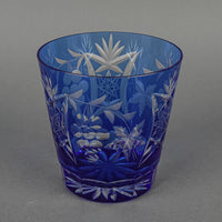 Crystal Cobalt Cased Cut To Clear Old Fashion Glasses Set Of 6