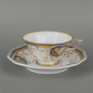 NYMPHENBURG Cup & Saucer Hand Painted Scene Panel