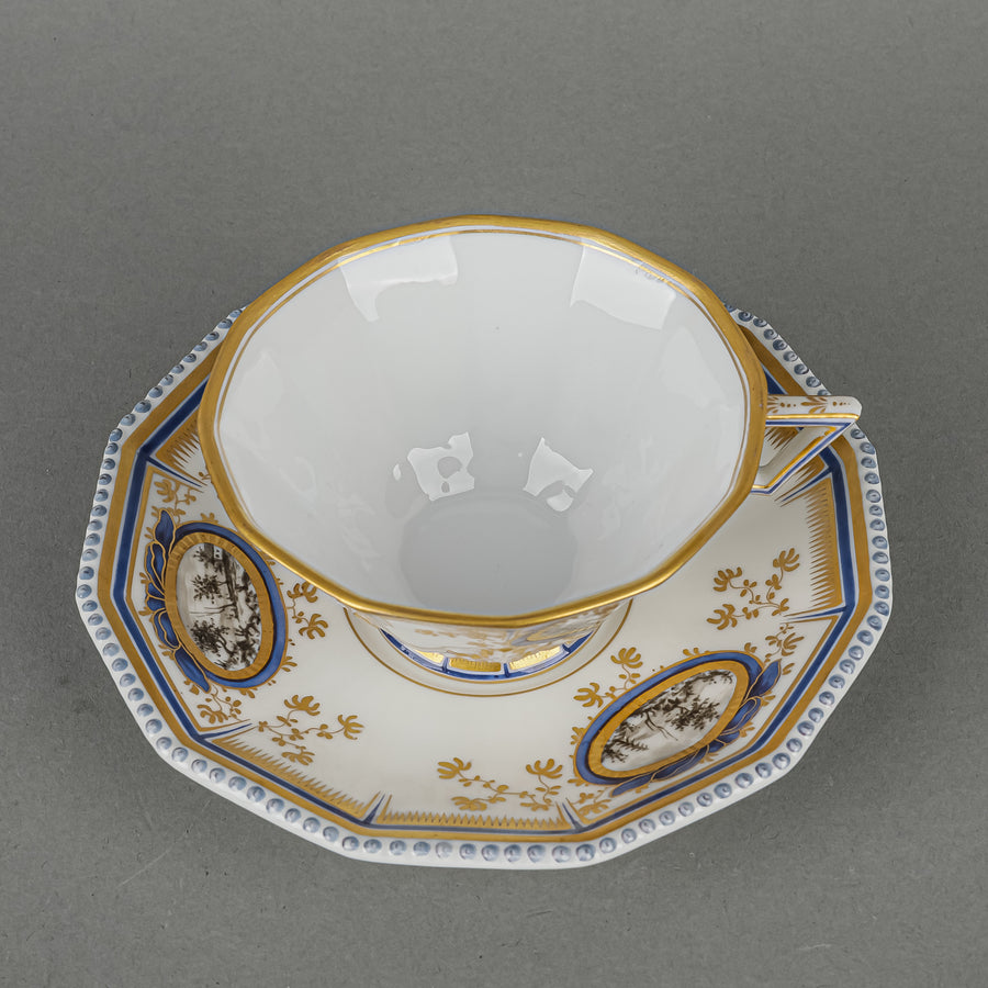 NYMPHENBURG Cup & Saucer Hand Painted Scene Panel