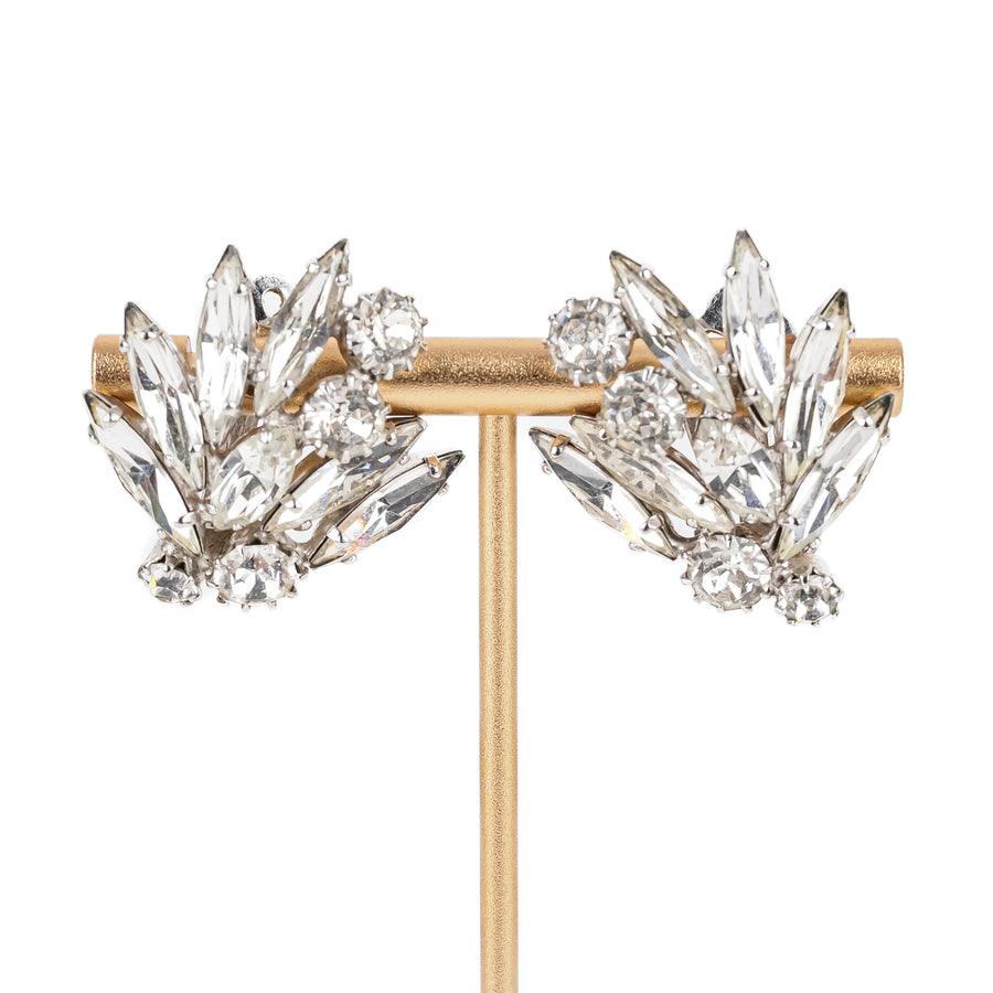 SHERMAN Brooch And Clips Set - Clear Rhinestone