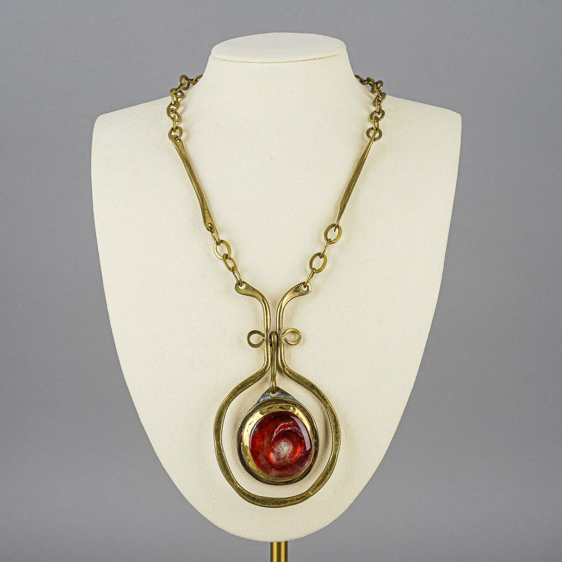 RAFAEL Copper Red Glass Pendant Necklace