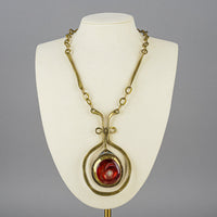 RAFAEL Copper Red Glass Pendant Necklace
