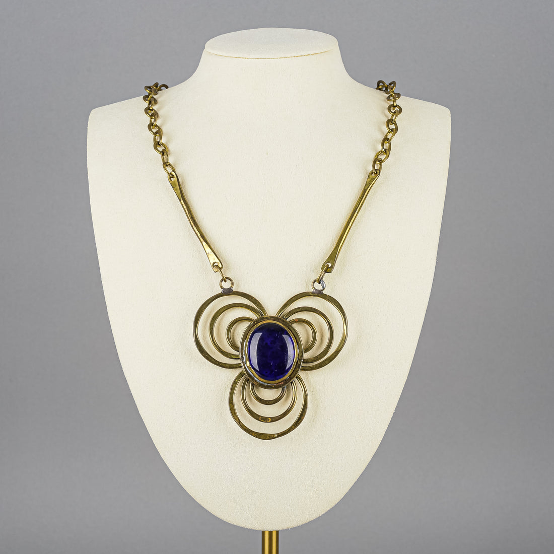 RAFAEL Copper Blue Glass Flower Pendant Necklace
