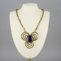 RAFAEL Copper Blue Glass Flower Pendant Necklace