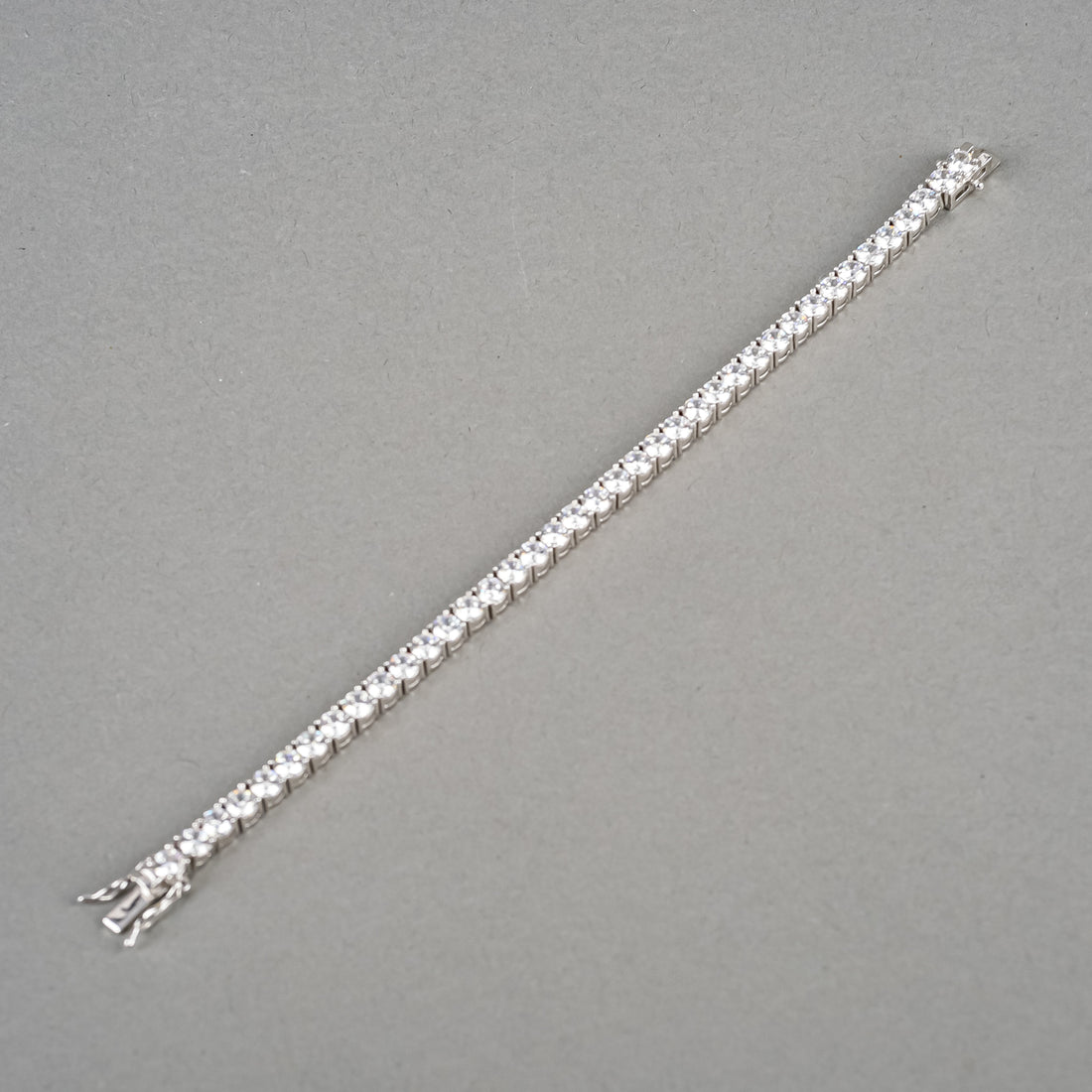 Rhodium Plated Sterling Silver Cubic Zirconia Tennis Bracelet