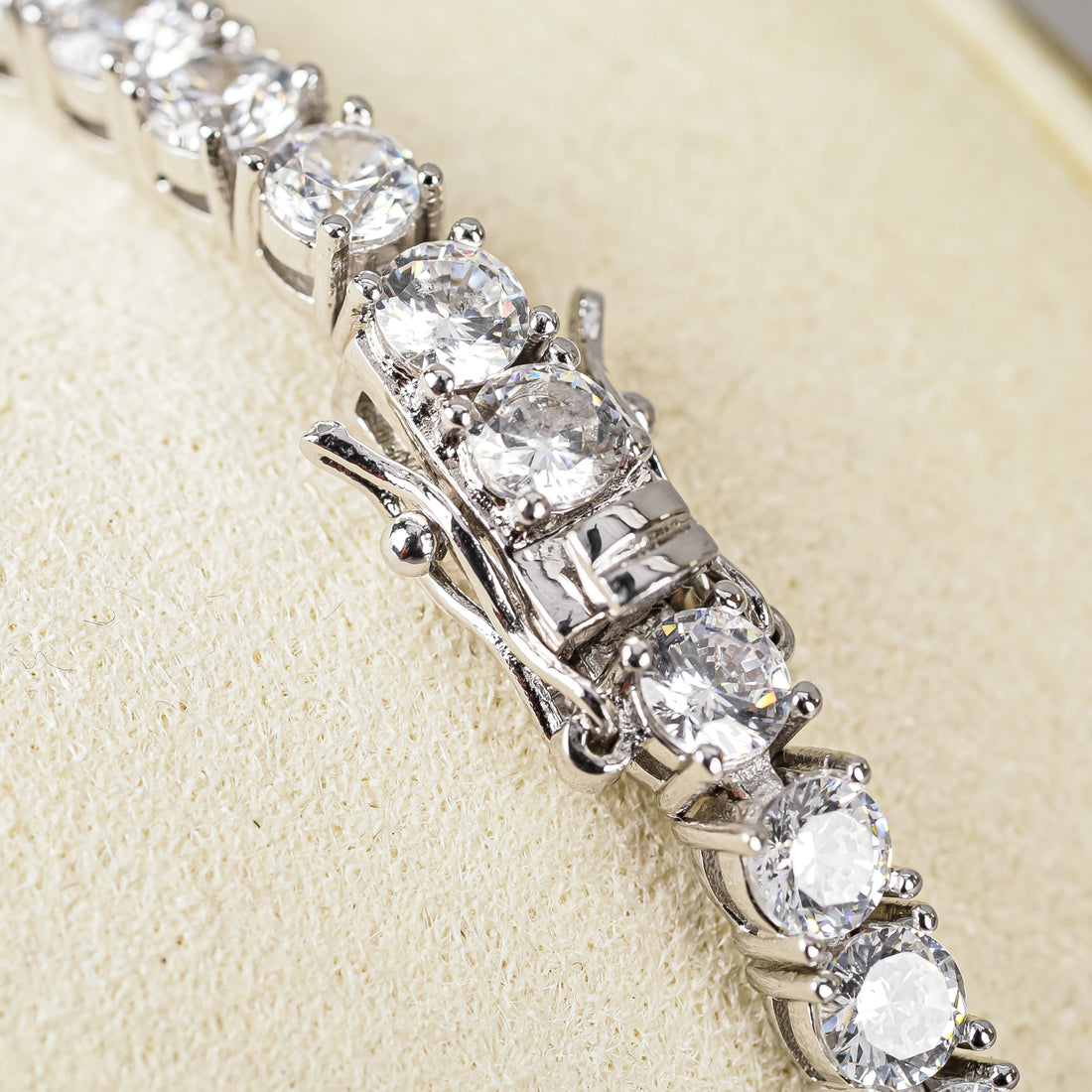 Rhodium Plated Sterling Silver Cubic Zirconia Tennis Bracelet