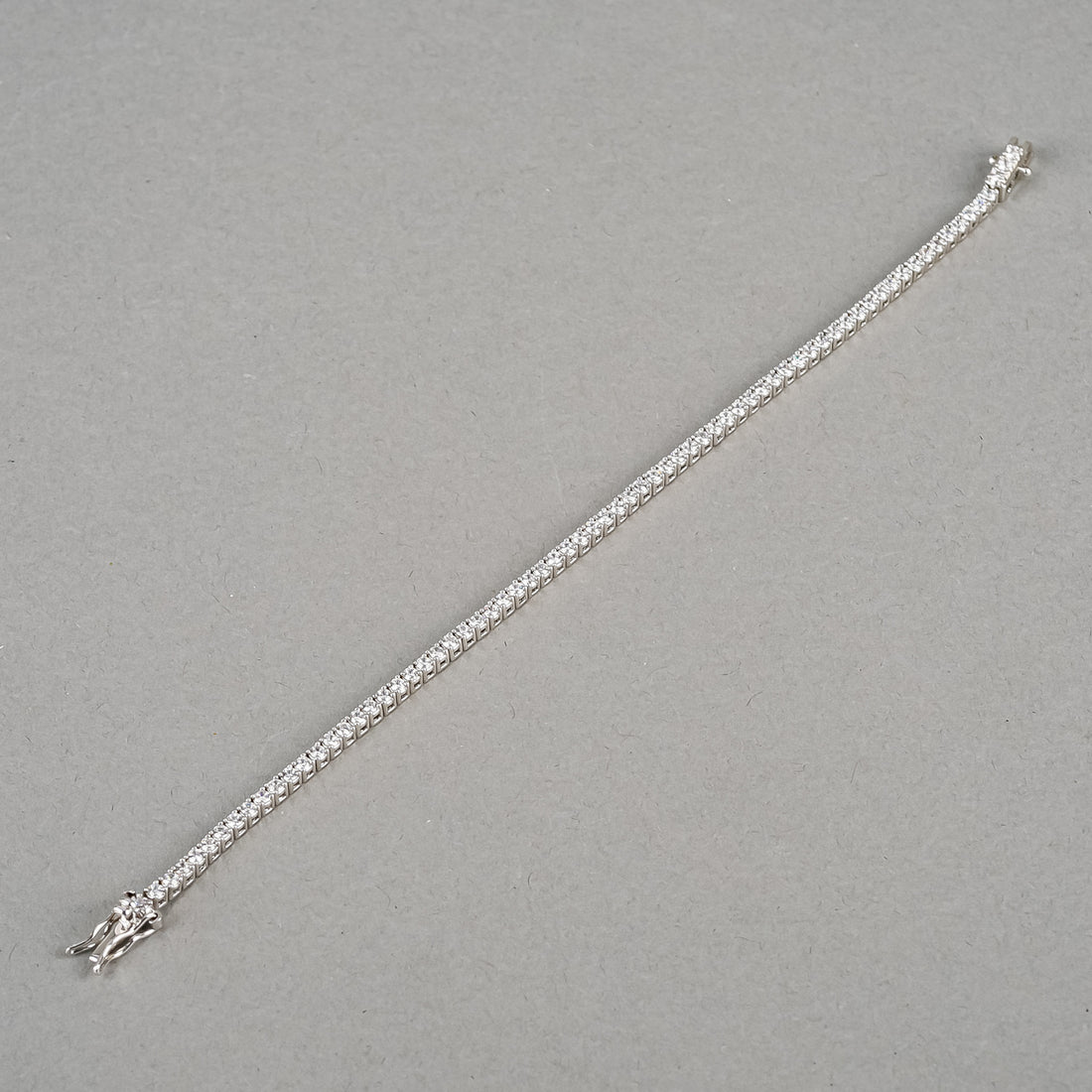 Rhodium Plated Sterling Silver Square Cubic Zirconia Tennis Bracelet