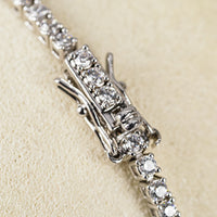 Rhodium Plated Sterling Silver Square Cubic Zirconia Tennis Bracelet
