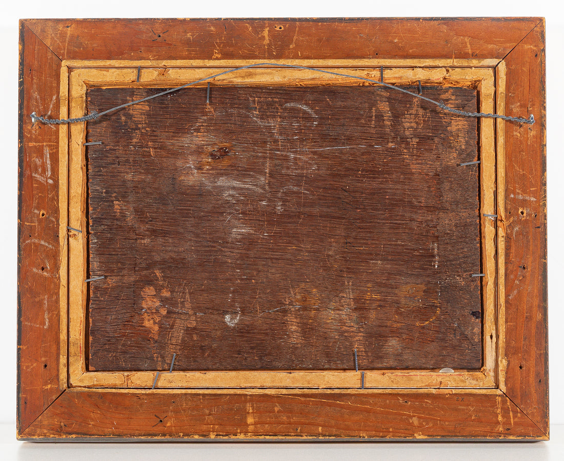 Unknown Artist - Antique Style Oil On Board Decor Painting - Cows And Horses