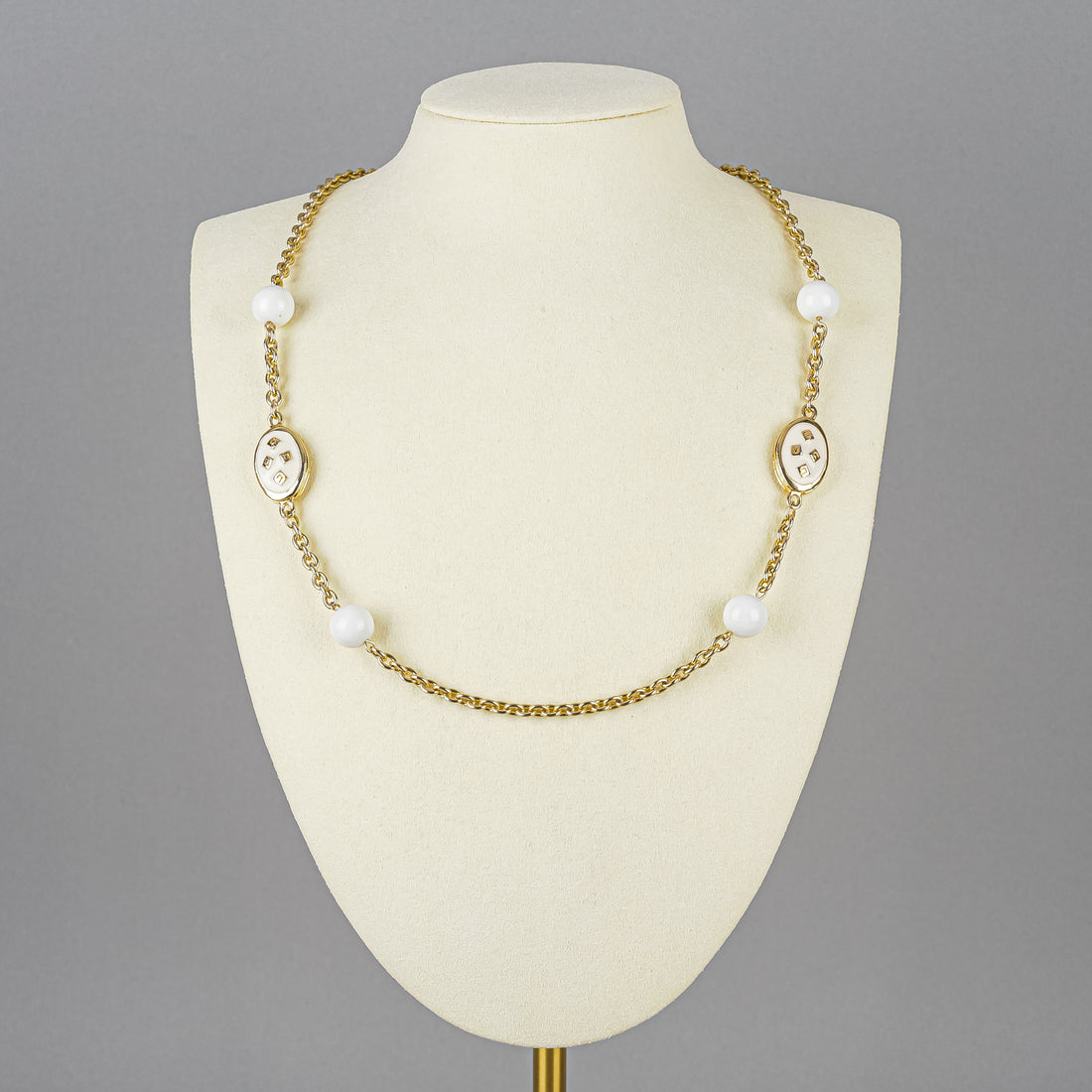 GIVENCHY Gold-Tone Chain And White Bead Necklace
