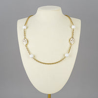GIVENCHY Gold-Tone Chain And White Bead Necklace