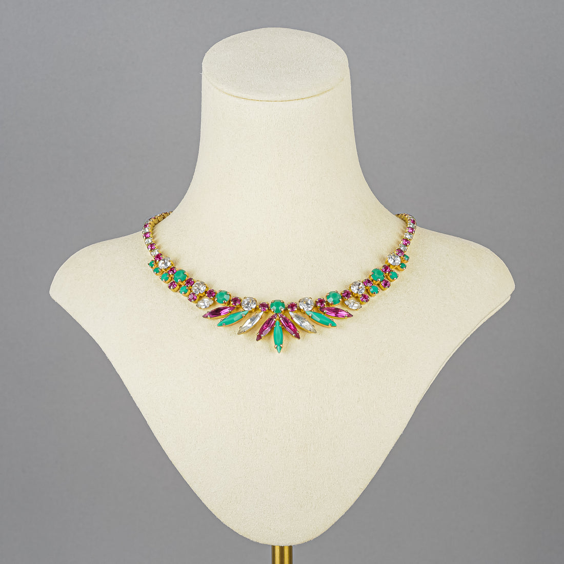 SHERMAN Gold-Tone Marquise Multi-Colour Necklace