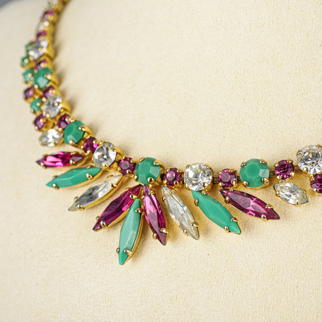 SHERMAN Gold-Tone Marquise Multi-Colour Necklace