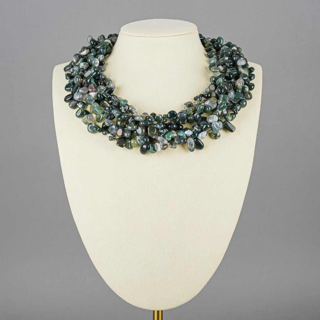 Moss Agate Bead  Six-Strand Necklace