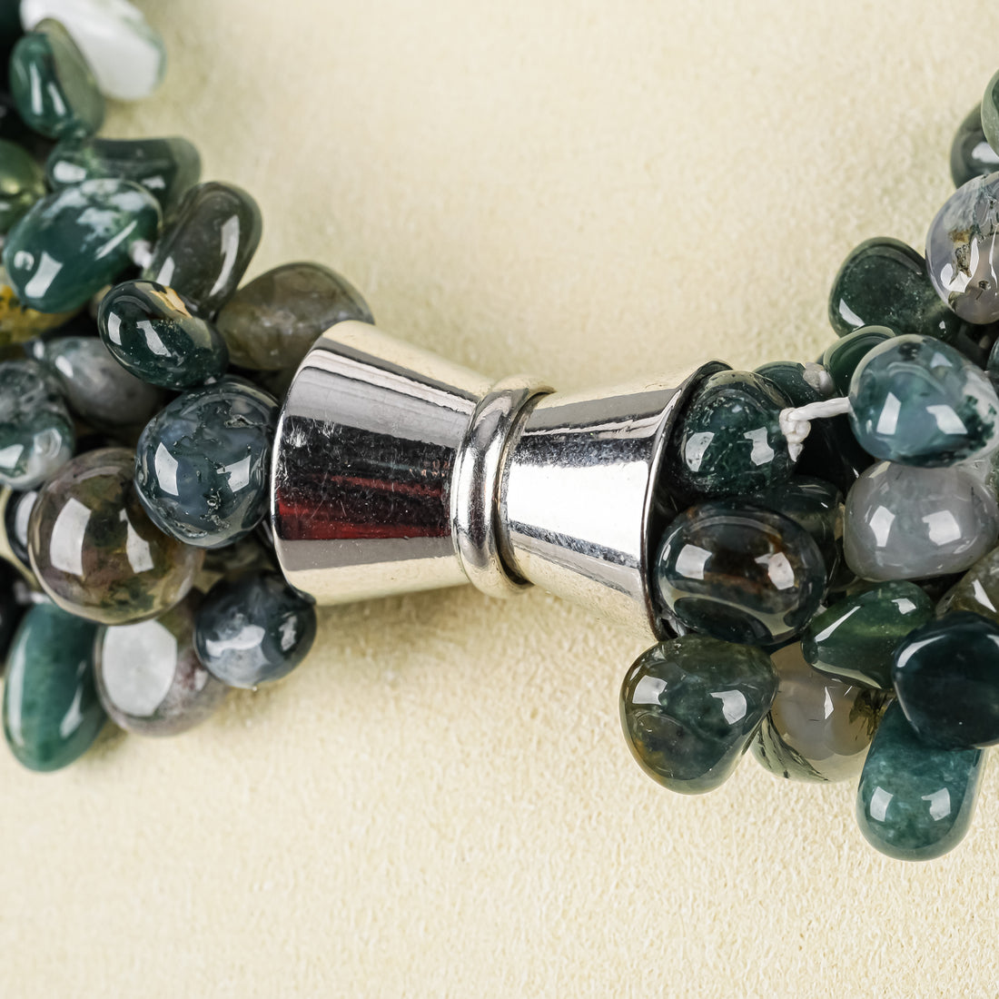 Moss Agate Bead  Six-Strand Necklace