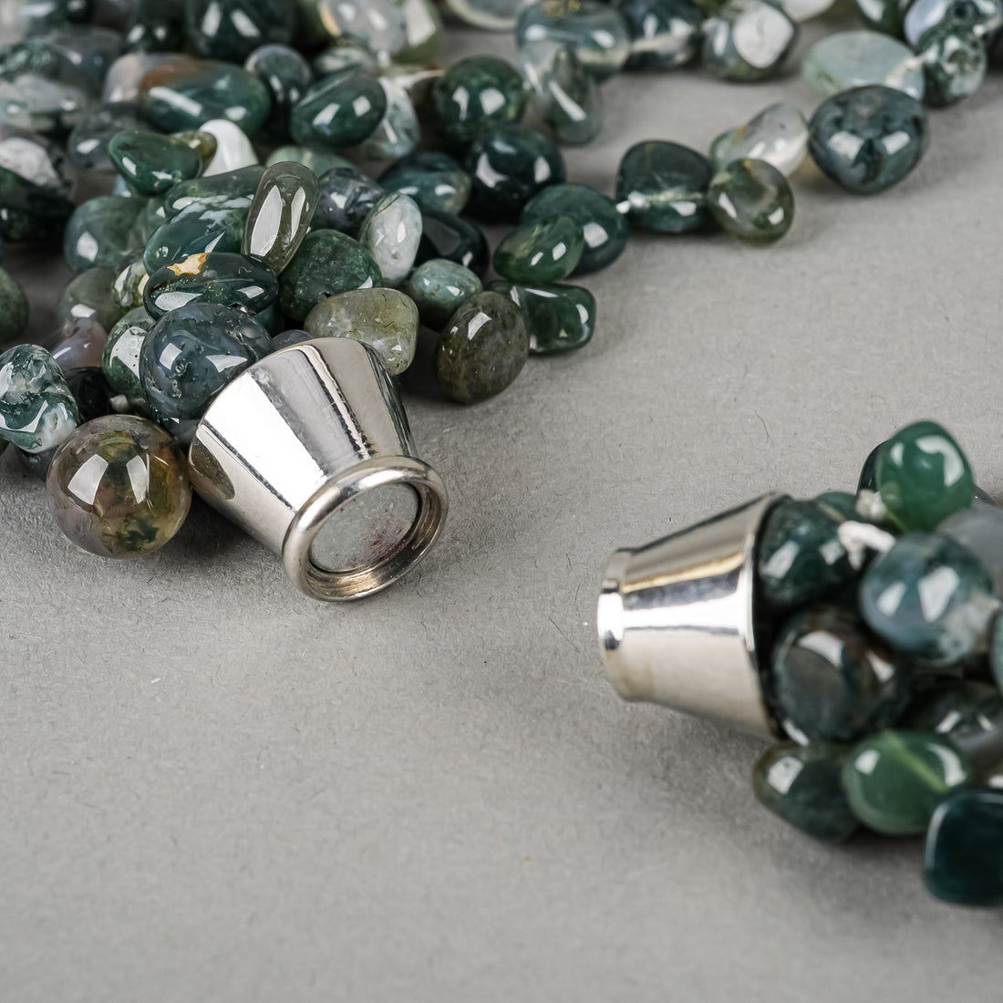 Moss Agate Bead  Six-Strand Necklace