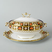 ROYAL CROWN DERBY Old Imari Border 8450 Lidded Sauce Tureen And Stand