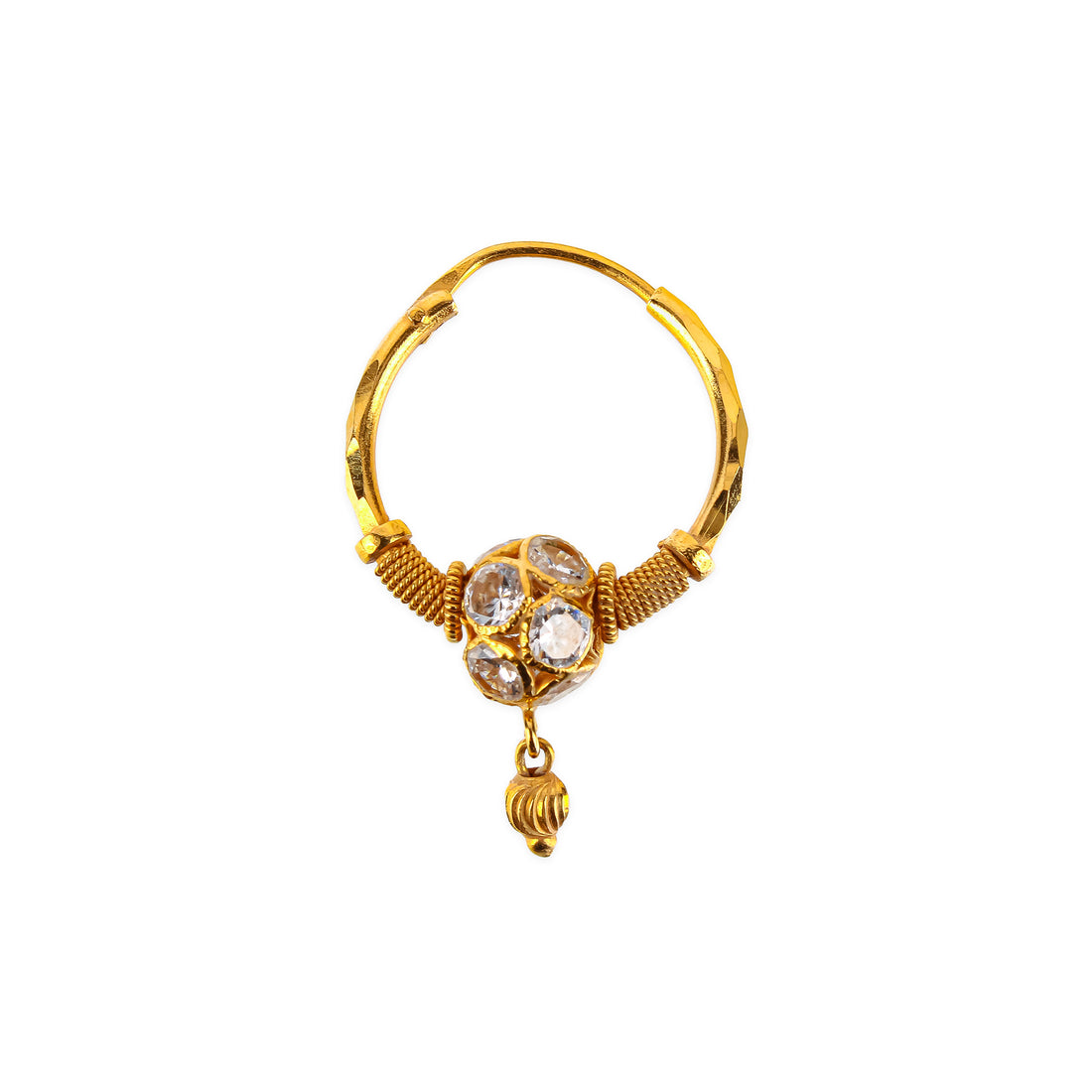 22K Yellow Gold Cubic Zirconia Hoop Earrings