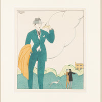 Edouard Halouze (French 1895-1958) Fashion Print, Park Scene
