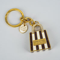HENRI BENDEL Gold Tone Shopping Bag Key Chain
