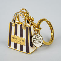 HENRI BENDEL Gold Tone Shopping Bag Key Chain