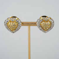 VALENTINO Vintage Two-Tone Heart Clear Cubic Zirconia Clip-on Earrings