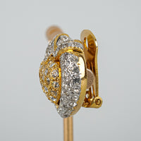 VALENTINO Vintage Two-Tone Heart Clear Cubic Zirconia Clip-on Earrings