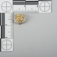VALENTINO Vintage Two-Tone Heart Clear Cubic Zirconia Clip-on Earrings